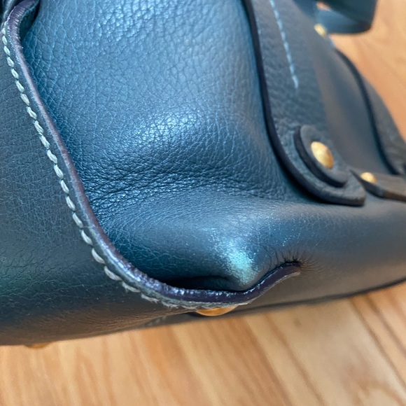 Authentic Ferragamo Blue Gancini Tote with Double Straps & Brushed Gold Hardware - Picture 13 of 13